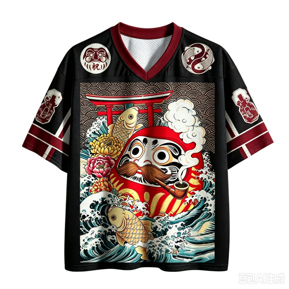 Men'S Fashion V Neck T Shirts - Dharma Koi Ukiyo-e Camiseta Deportiva Holgada