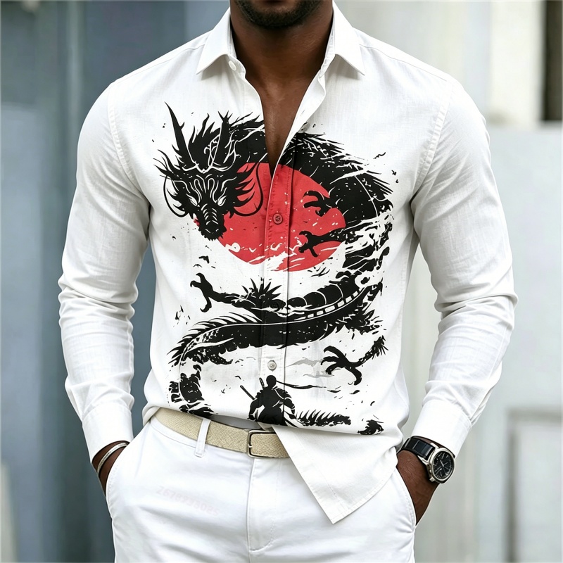 Men'S Fashion Trends - Camisa de Hombre 2026, Blanca, Negra
