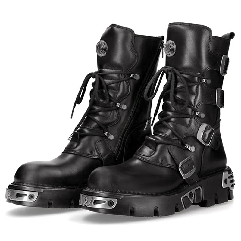 Men'S Fashion News - Botas altas de moto góticas punk