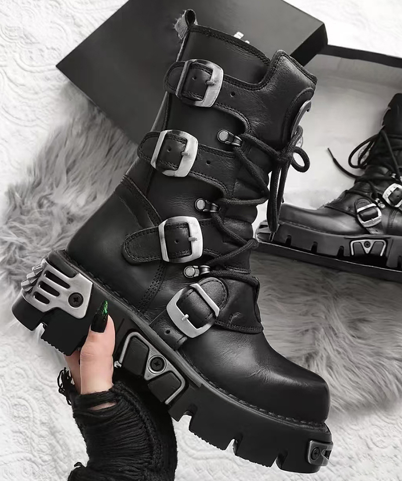 Botas altas de moto góticas pu - Men'S Fashion News reseña y precio